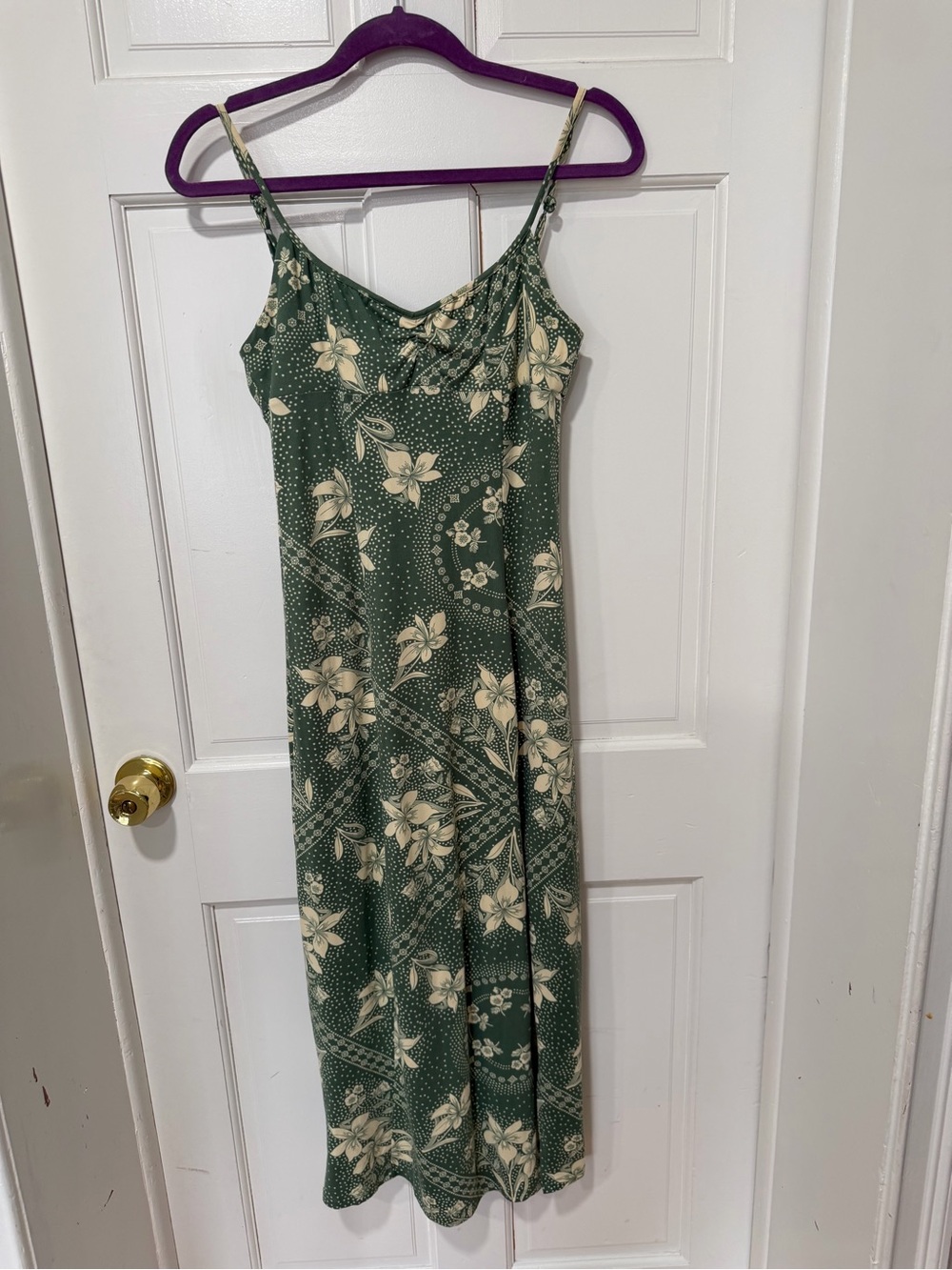 Urban Outfitters Green Floral Slip Midi Dress